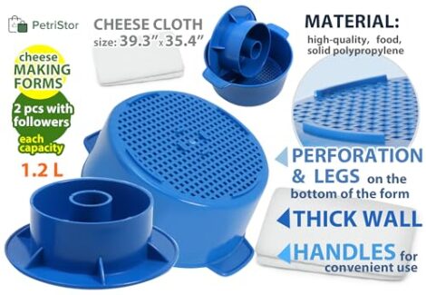 Käseherstellungs-Set, 2-teilig, Käseform mit Kolben und Kolben, Käsetuch, Käsekorb, Molde Para Queso, Käseform 4 Kaeseherstellungs Set 2 teilig Kaeseform mit Kolben und Kolben Kaesetuch Kaesekorb Paneer Macher Kaeseform 0 0
