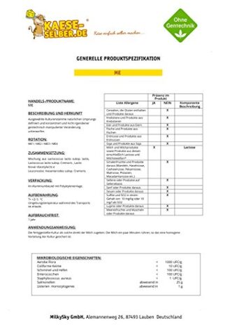 ME Kaesekulturen 15g mesophil fuer Kaese Quark Frischkaese selber Machen Kultur Reifung 0 1